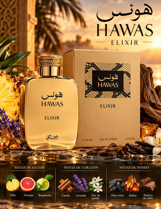 Hawas Elixir Eau De Parfum Rasasi 3.38oz 5% De Descuento Adicional