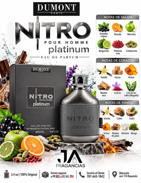 NITRO POUR HOMME PLATINUM EAU DE PARFUM 3.4 OZ 5% DE DESCUENTO ADICIONAL