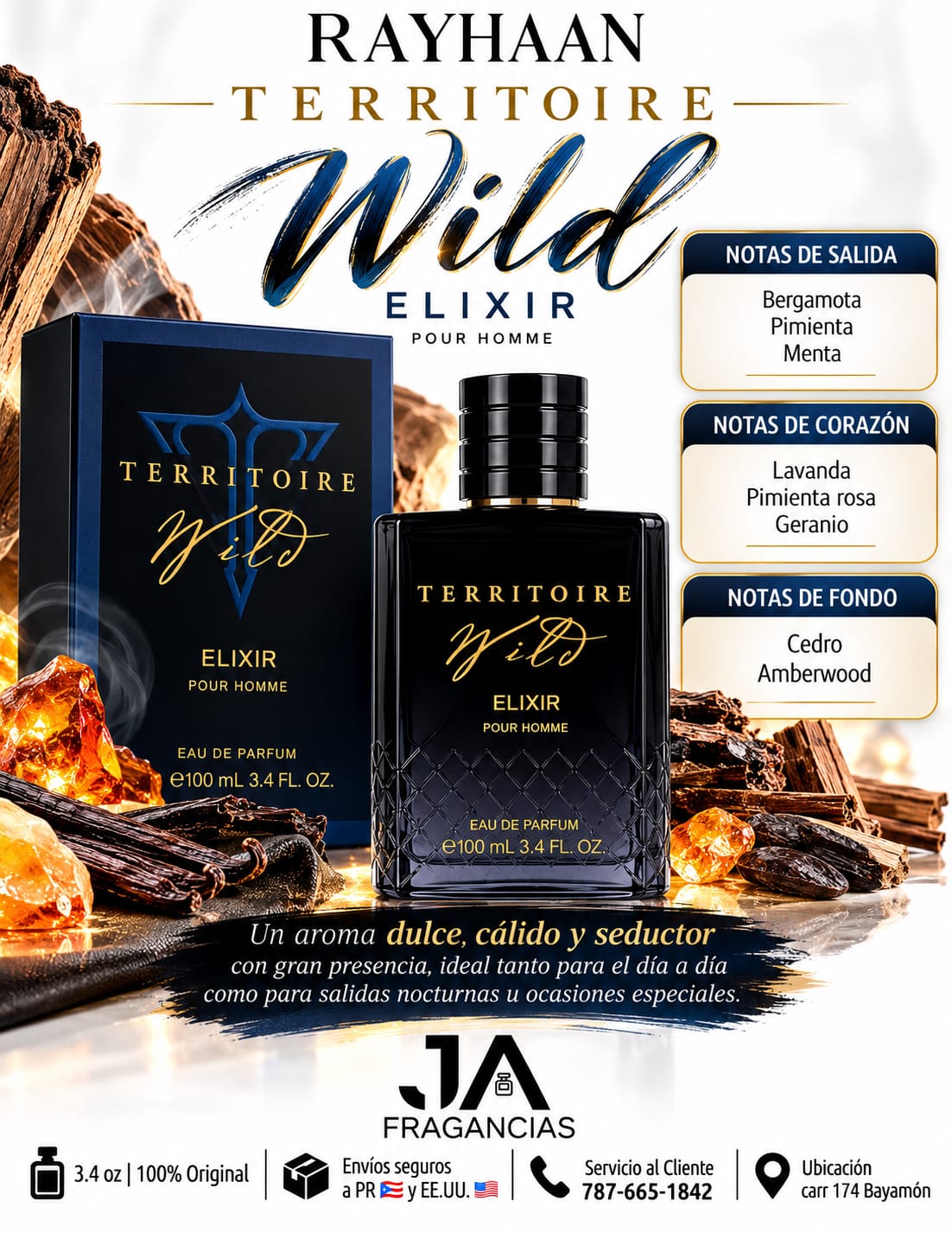 Territoire Wild Elixir Pour Homme Eau De Parfum 3.4OZ 5 % Descuento Adicional