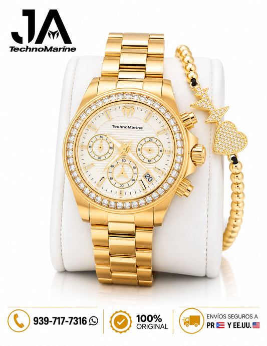 Technomarine Manta Ray Women Watch Chronograph Quartz White Dial 38mm