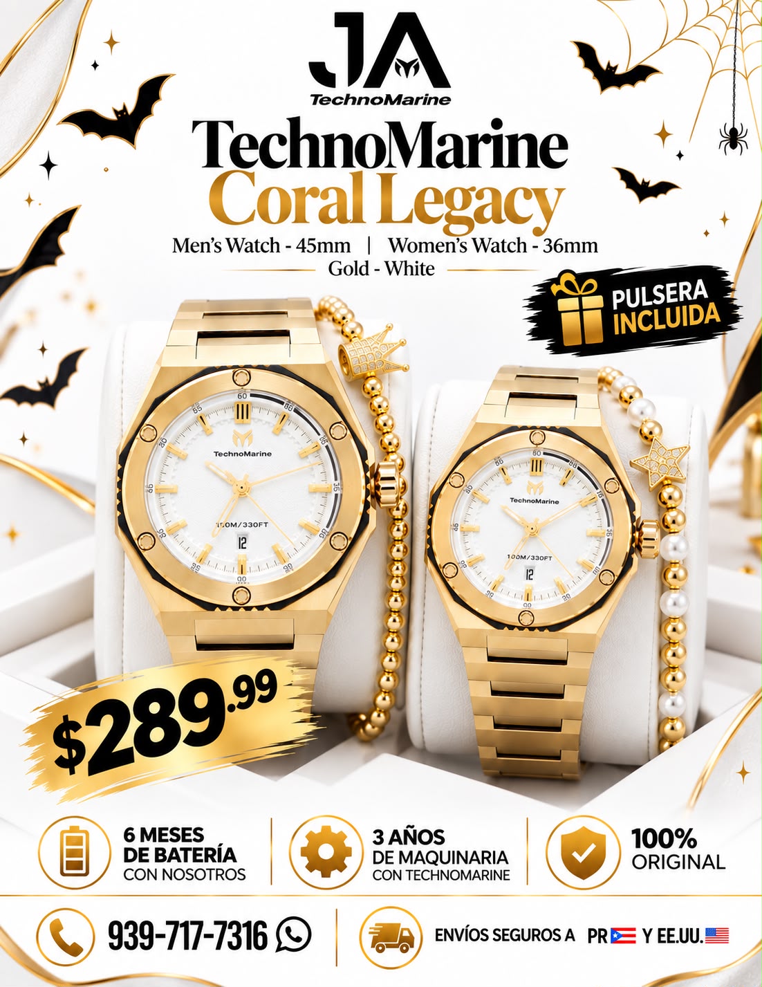TechnoMarine Coral Legacy Men's Watch - 45mm - TechnoMarine Coral Legacy Women Watch - 36mm Gold - White