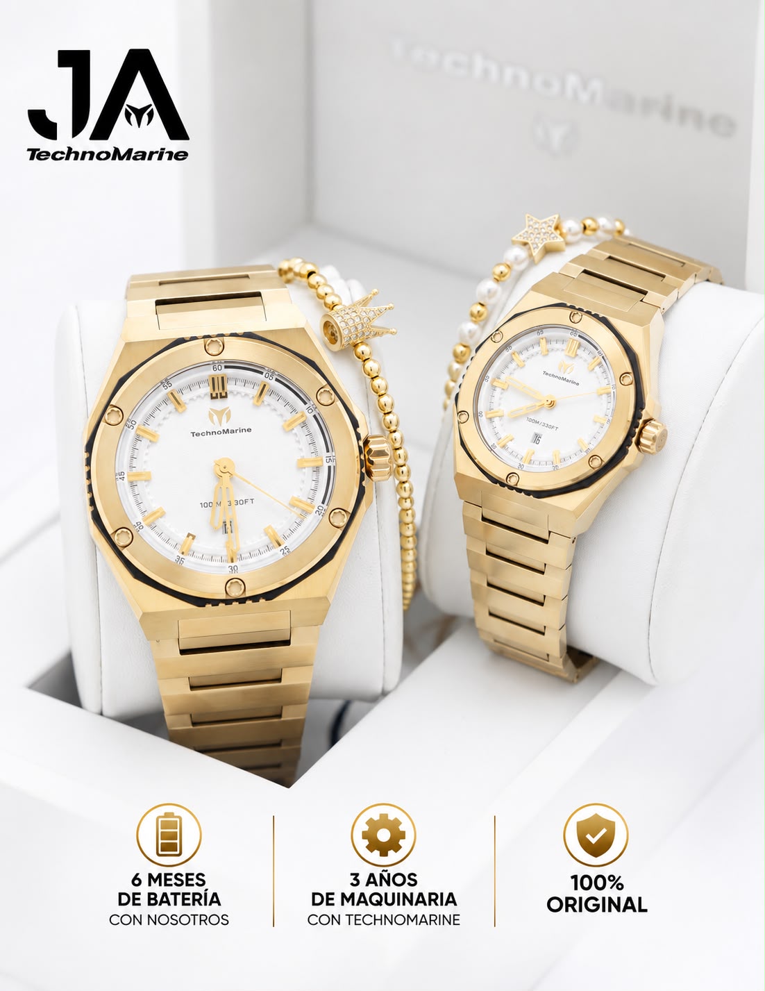 TechnoMarine Coral Legacy Men's Watch - 45mm - TechnoMarine Coral Legacy Women Watch - 36mm Gold - White