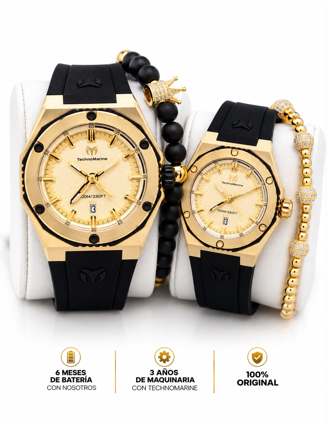 TechnoMarine Coral Legacy Sport Men's Watch  45mm, Black, TechnoMarine Coral Legacy Women Watch - 36mm,2 PULSERA GRATIS