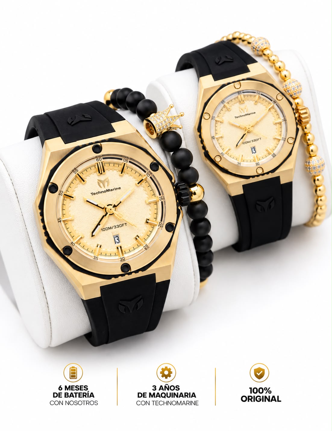 TechnoMarine Coral Legacy Sport Men's Watch  45mm, Black, TechnoMarine Coral Legacy Women Watch - 36mm,2 PULSERA GRATIS