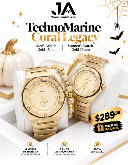 TechnoMarine Coral Legacy Men's Watch Gold 45mm - TechnoMarine Coral Legacy Women Watch - 36mm Gold