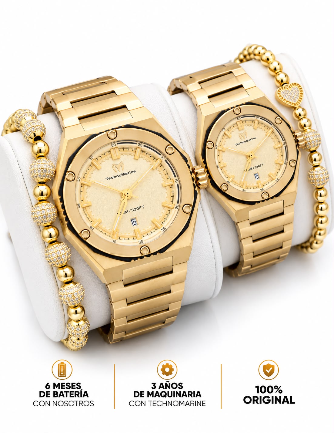 TechnoMarine Coral Legacy Men's Watch Gold 45mm - TechnoMarine Coral Legacy Women Watch - 36mm Gold