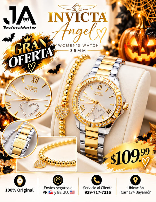 Invicta Angel Women's Watch - 35mm. Gold. Steel Una Pulsera Gratis