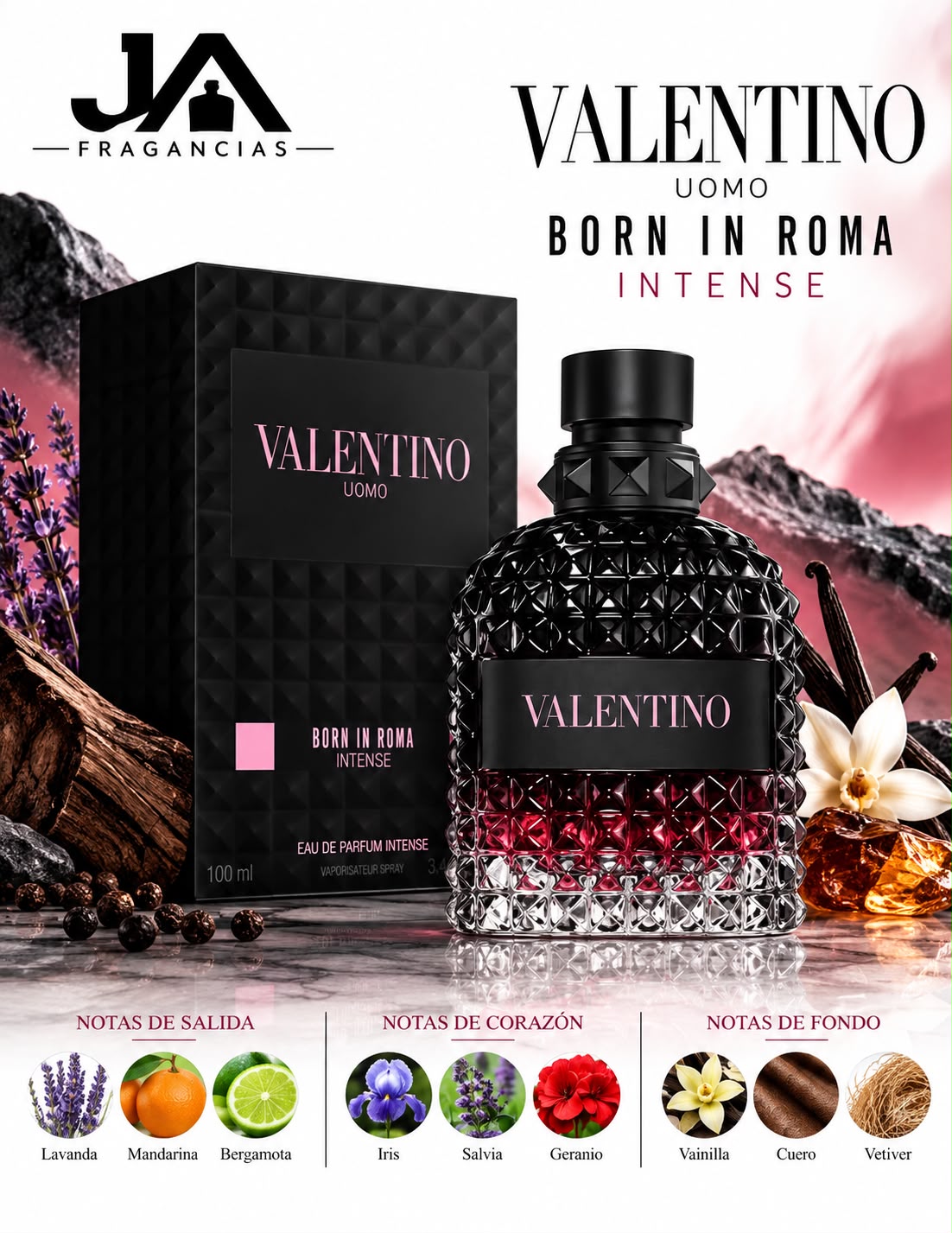 Valentino UOMO Intense Born In Roma 3.4oz 5% De Descuento Adicional