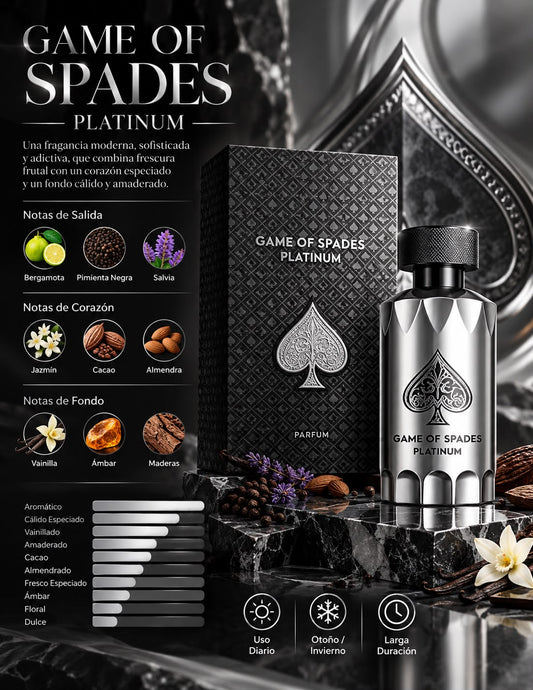 Game Of Spades Platinum Jo Milano Paris Unisex + 5% De Descuento Adicional