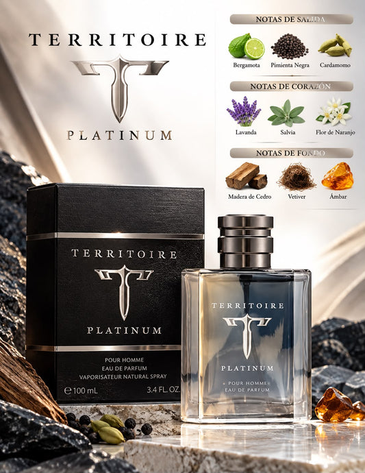 TERRITOIRE PLATINUM POUR HOMME EAU DE PARFUM 3.4OZ + 5% DE DESCUENTO ADICIONAL