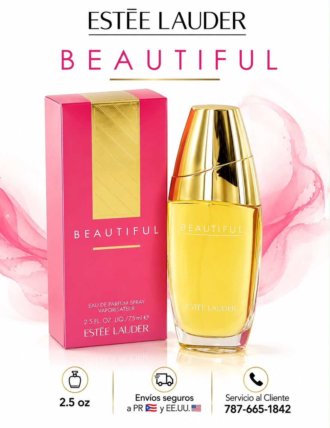 Beautiful Eau De Parfum by Estee Lauder 2.5oz + 5% De Descuento Adicional