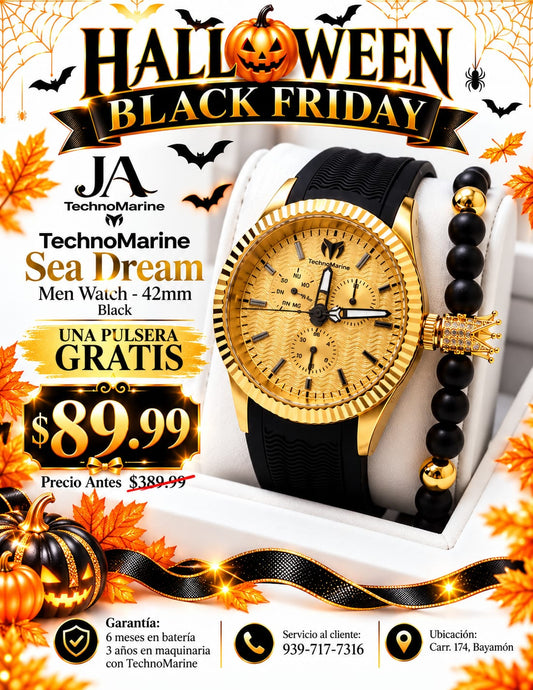 TechnoMarine Sea Dream Black Men Watch - 42mm Una Pulsera Gratis