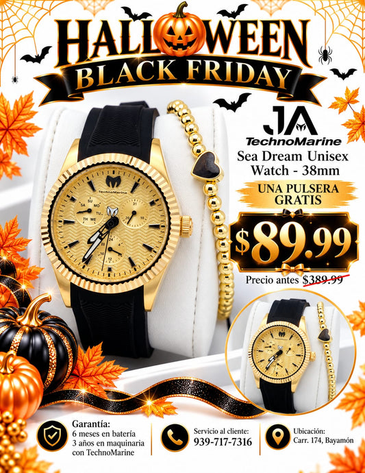 TechnoMarine Sea Dream Unisex Watch - 38mm, Black Una Pulsera Gratis