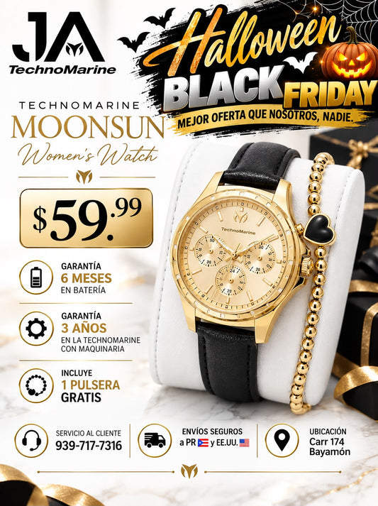 TechnoMarine MoonSun Women's Watch - 36mm, Black