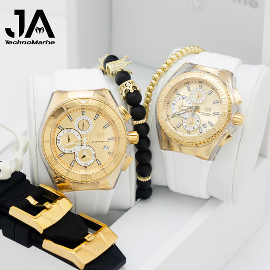 Set Dos Technomarine  Gold and Gold 46 mm y 40 mm