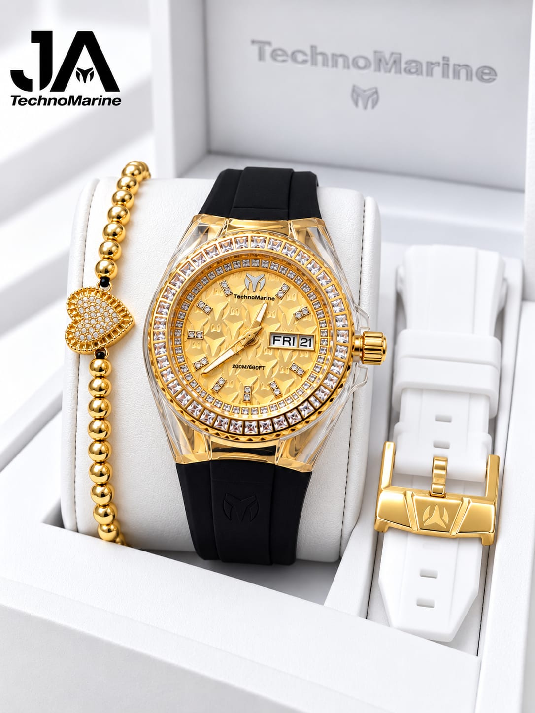 TechnoMarine Cruise Monogram Unisex Watch White - 40mm Dos Correas