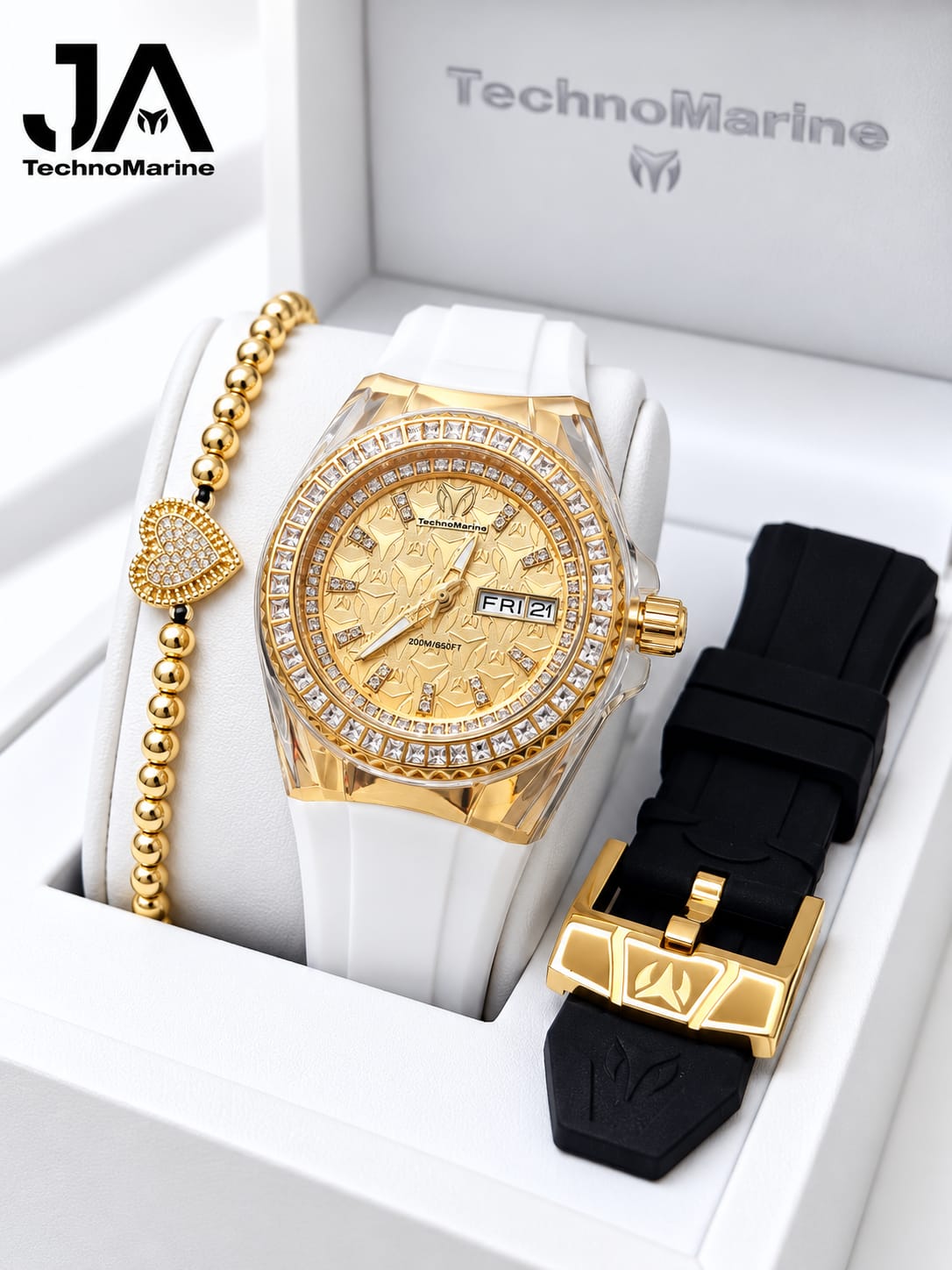 TechnoMarine Cruise Monogram Unisex Watch White - 40mm Dos Correas