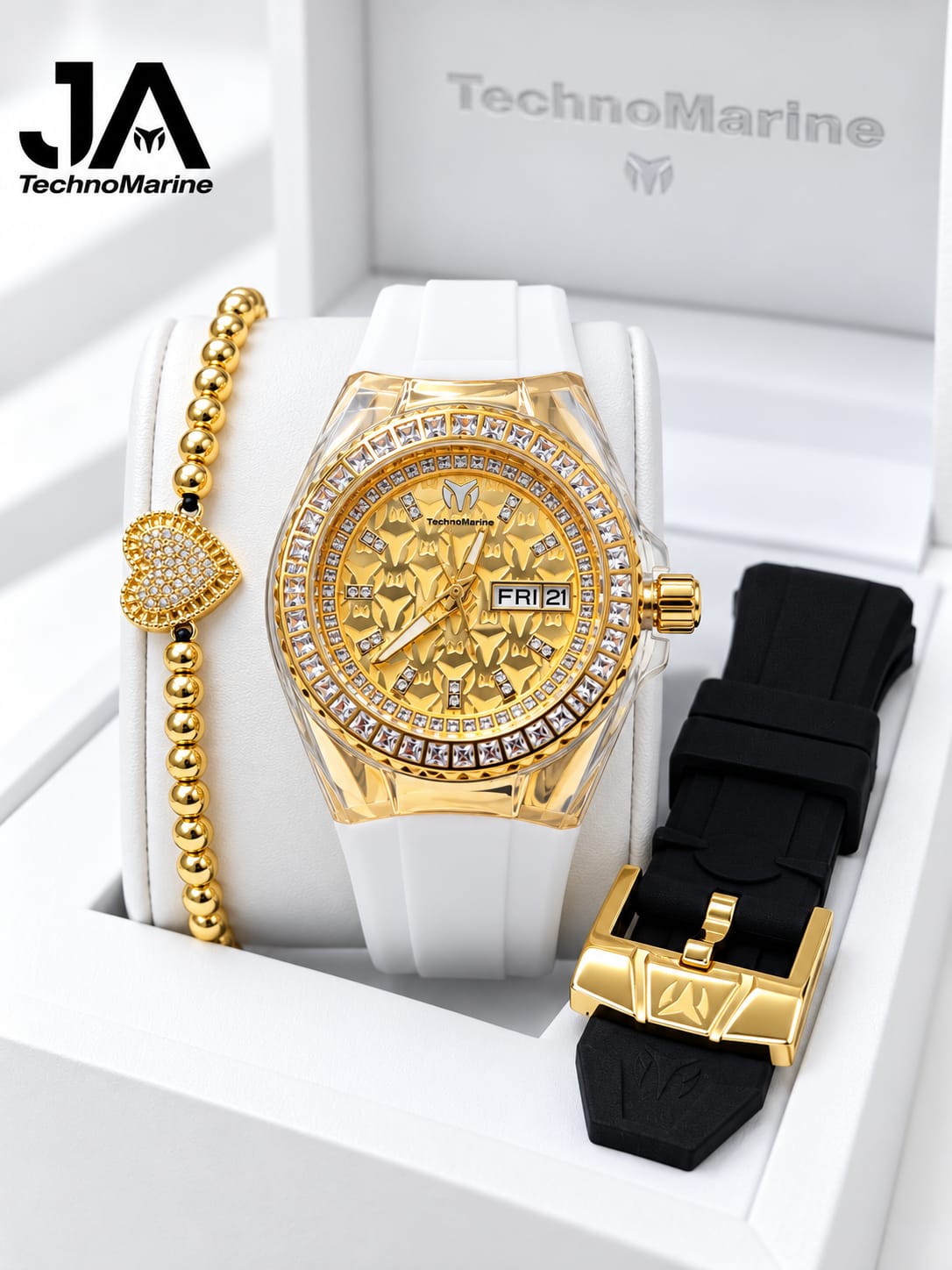 TechnoMarine Cruise Monogram Unisex Watch White - 40mm Dos Correas
