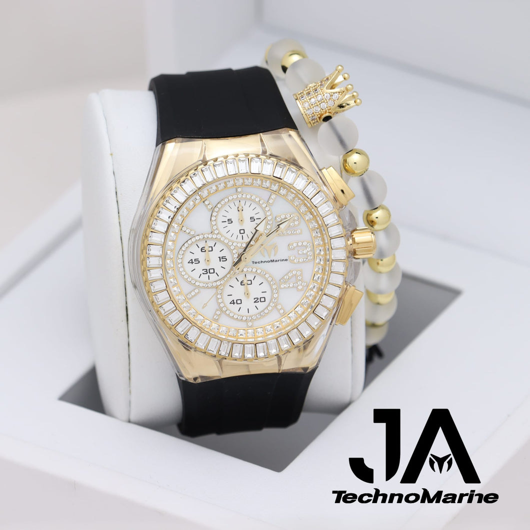 TechnoMarine Cruise Glitz Men's Watch w/Mother of Pearl Dial - 45mm, Black