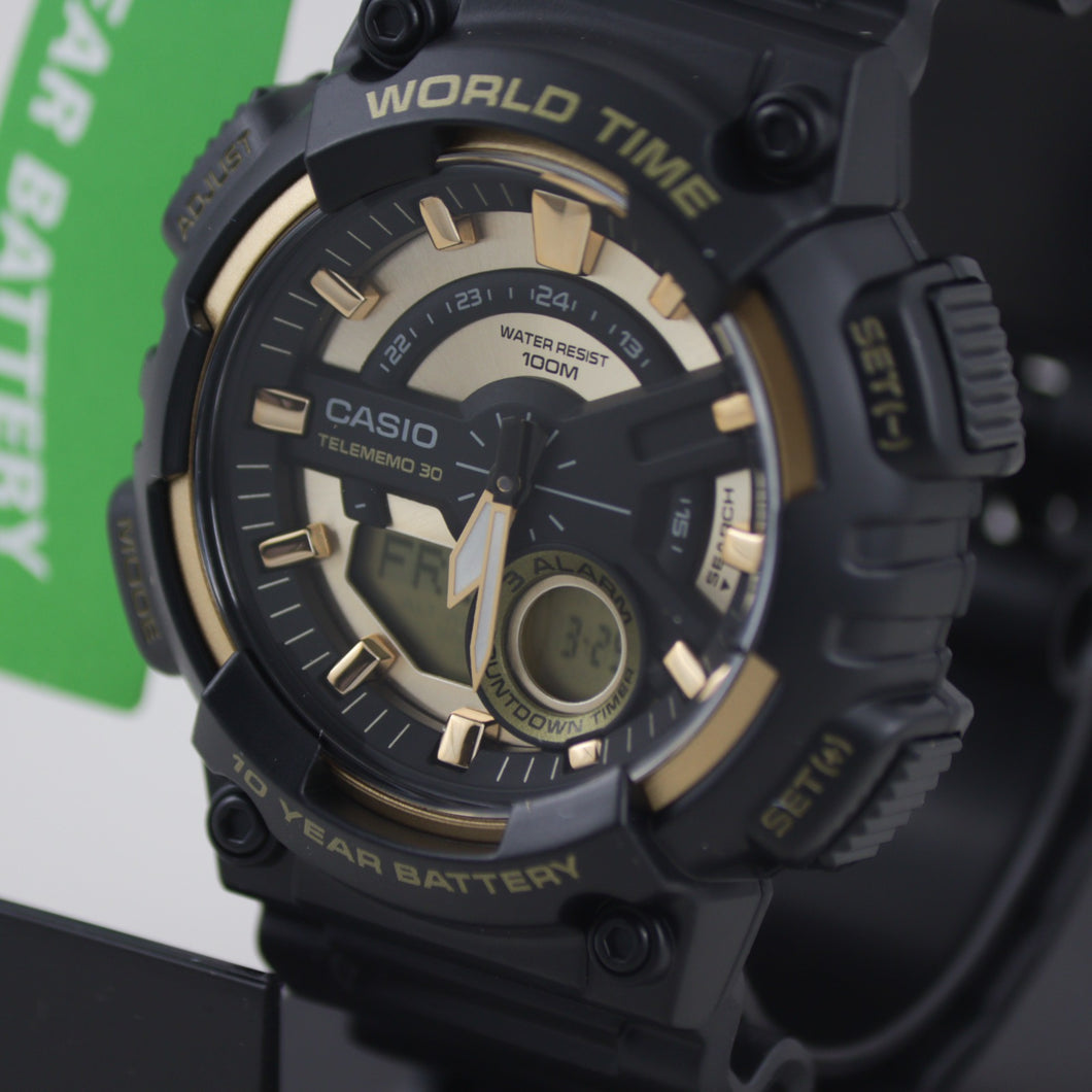 Casio Men's World Time Telememo Analog Digital Alarm Chrono Watch