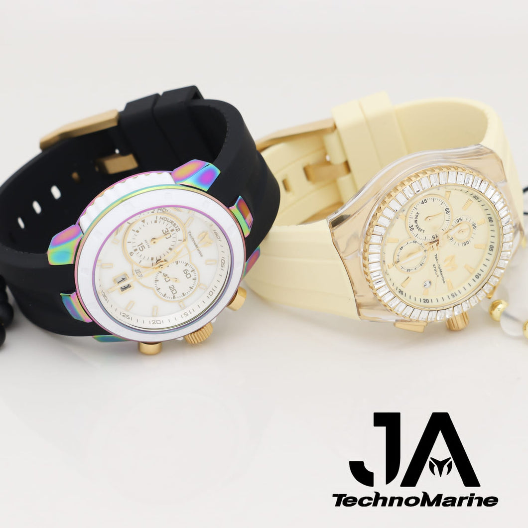 TECHNOMARINE UF6 Chronograph Quartz White Dial Men's Watch 45 mm And  TechnoMarine Cruise Men's Watch - 45mm, Beige