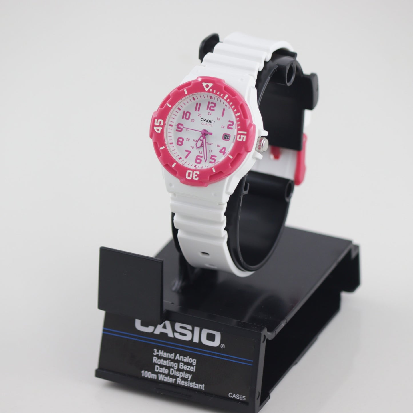 Casio Women's Dive Style Watch, White/Pink Accents