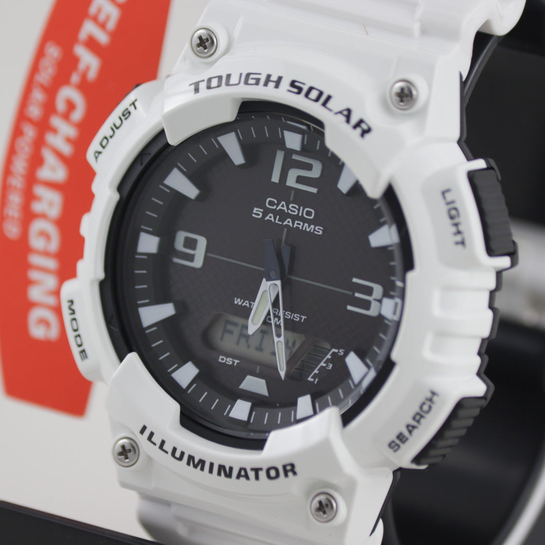 Men's White Casio Tough Solar Power Sports Watch