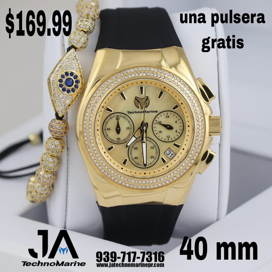 2021 TechnoMarine Pave 40mm Women's Gold & Gold 