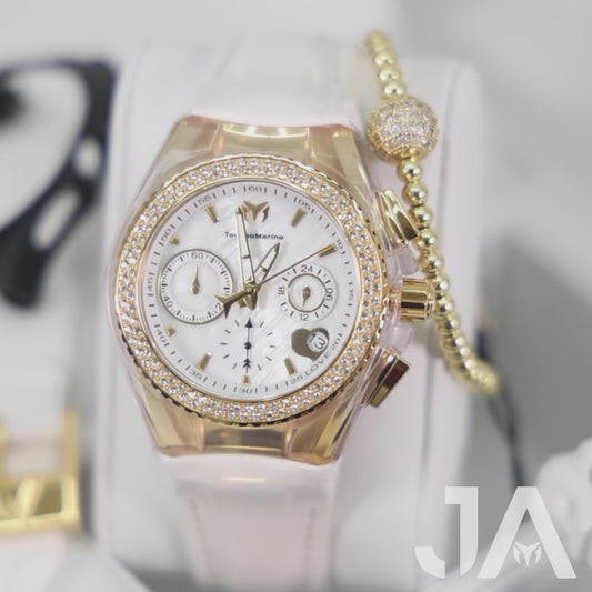 𝐓𝐄𝐂𝐇𝐍𝐎𝐌𝐀𝐑𝐈𝐍𝐄 Valentine Gold PVD Women's Watch 40.mm