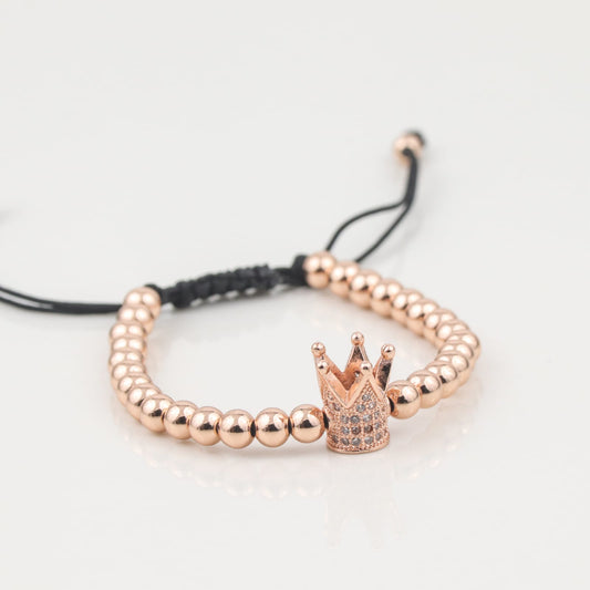 MEN'S ROSE GOLD ADJUSTABLE BRACELET WITH CROWN