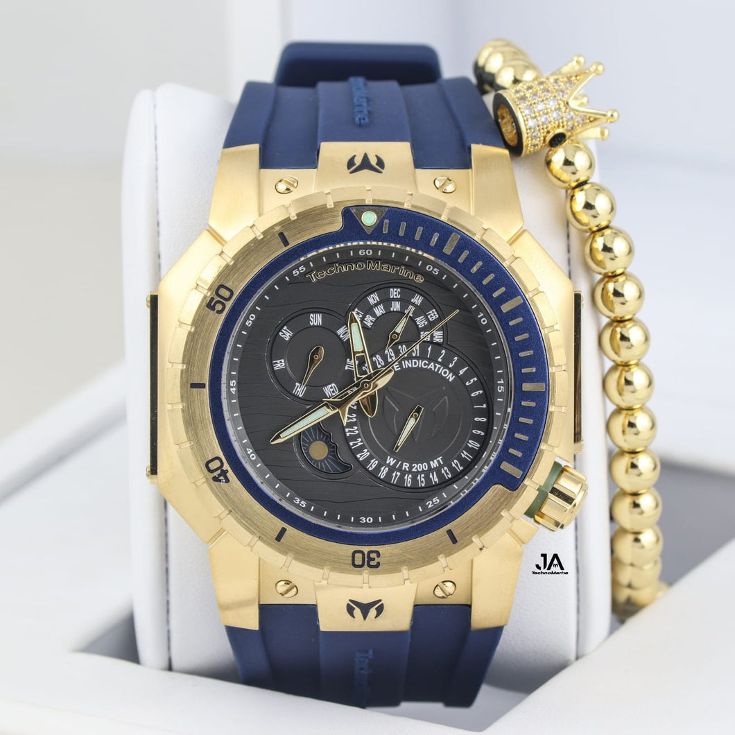 Technomarine Hombre Manta Quartz Gold Dial Watch 48mm