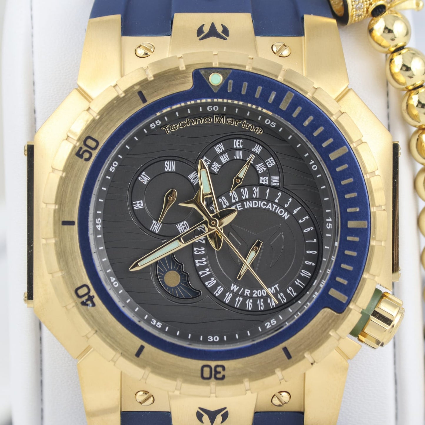 Technomarine Hombre Manta Quartz Gold Dial Watch 48mm