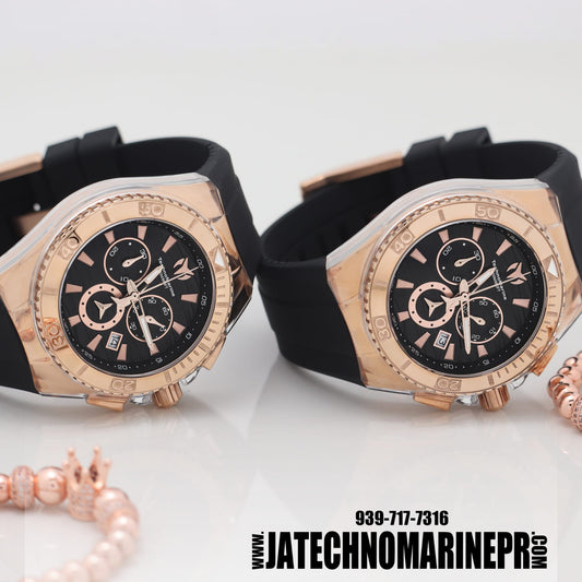 2× 1 TechnoMarine Cruise Star Men's Watch - 46.65mm, Suizo Cristal de Zafiro rose gold