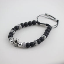 Load image into Gallery viewer, Adjustable Bracelet For Men Black With Silver Crown
