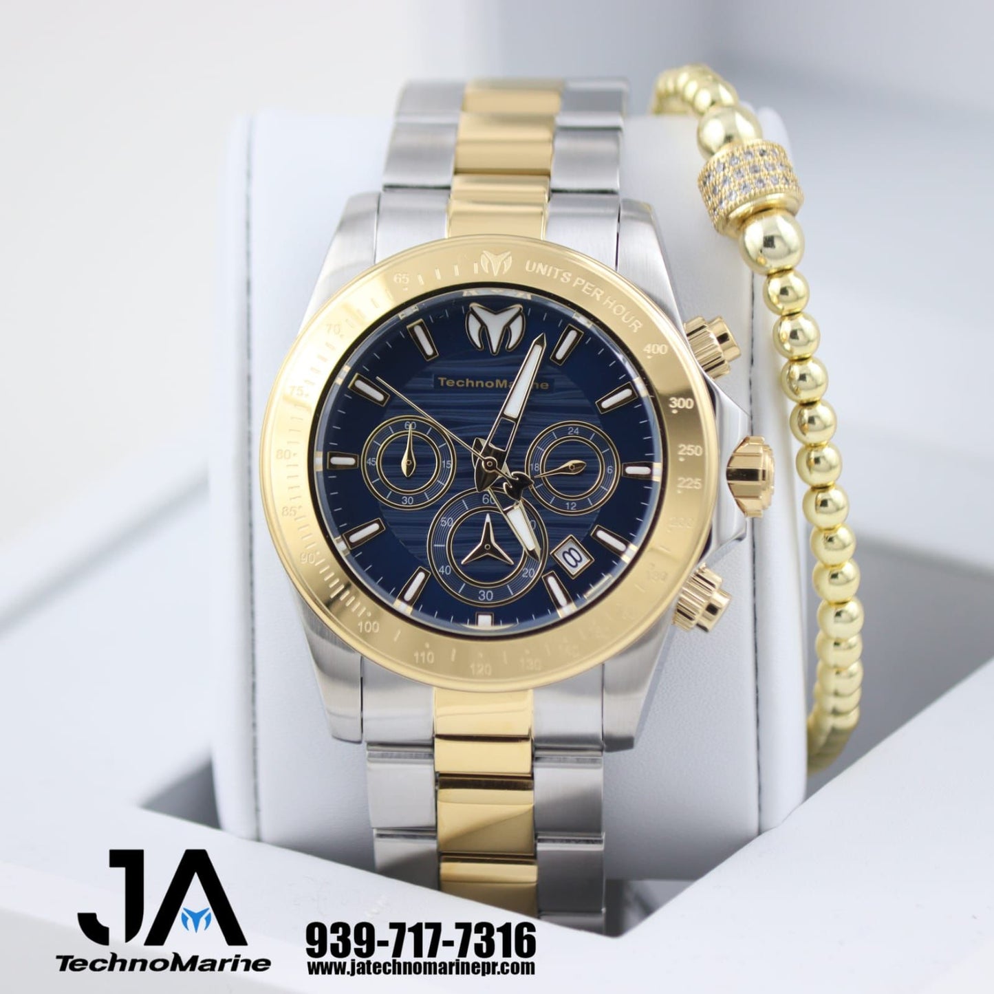 TechnoMarine Nuevo Modelo 42mm Dos Tonos, Fondo Blue Manta Ray Con Cristal De Zafiro