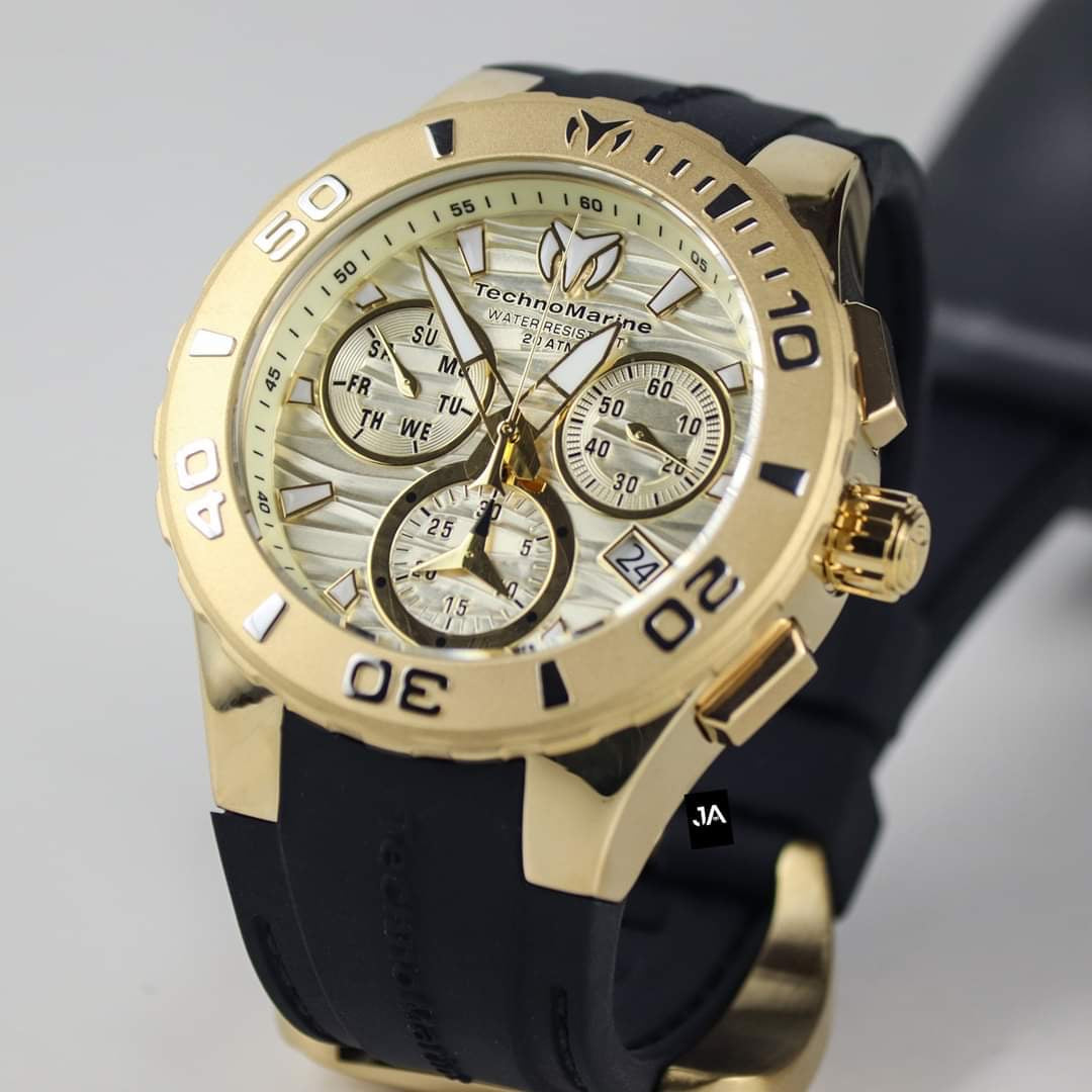 Technomarine Cruise Medusa Chronograph Gold Dial Men's Watch Incluye Pulsera Gratis