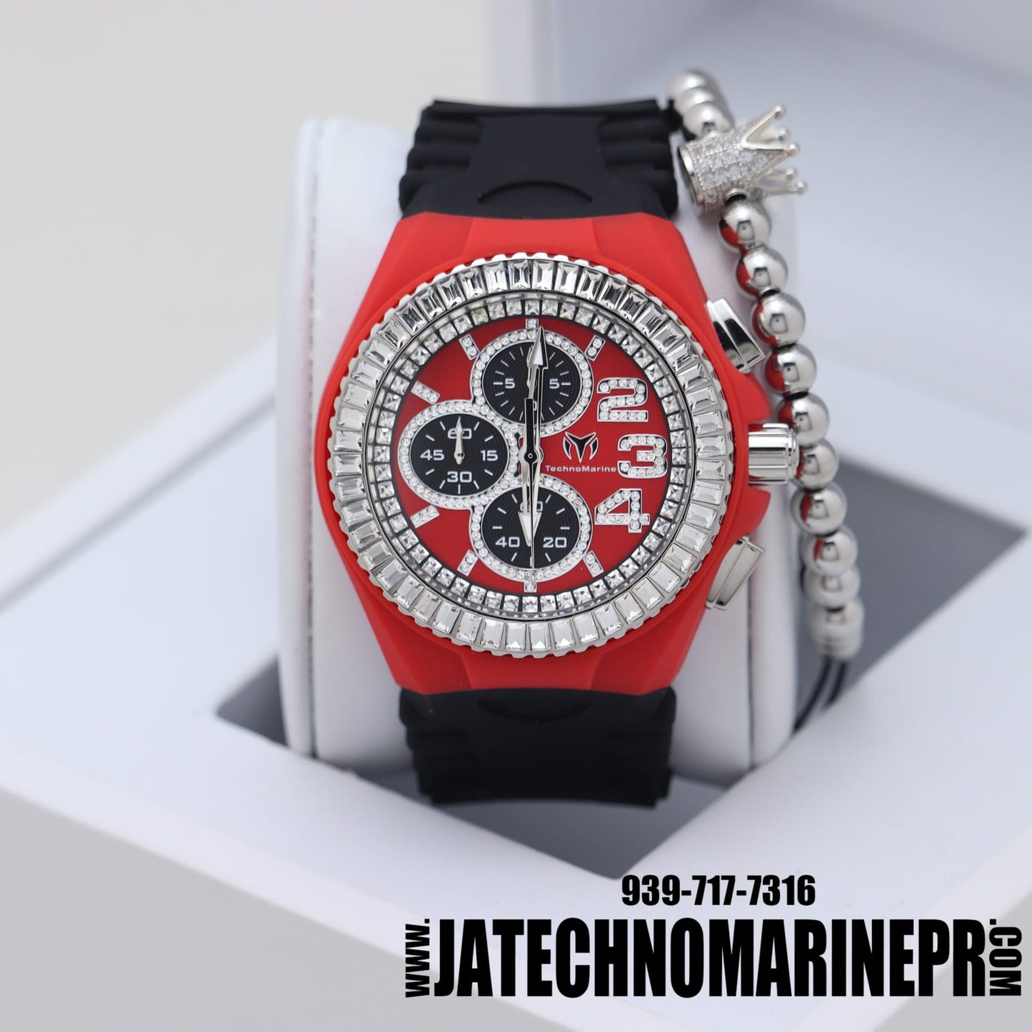 TECHNOMARINE Cruise Chronograph Quartz Crystal Red Dial Men's Watch 46mm 