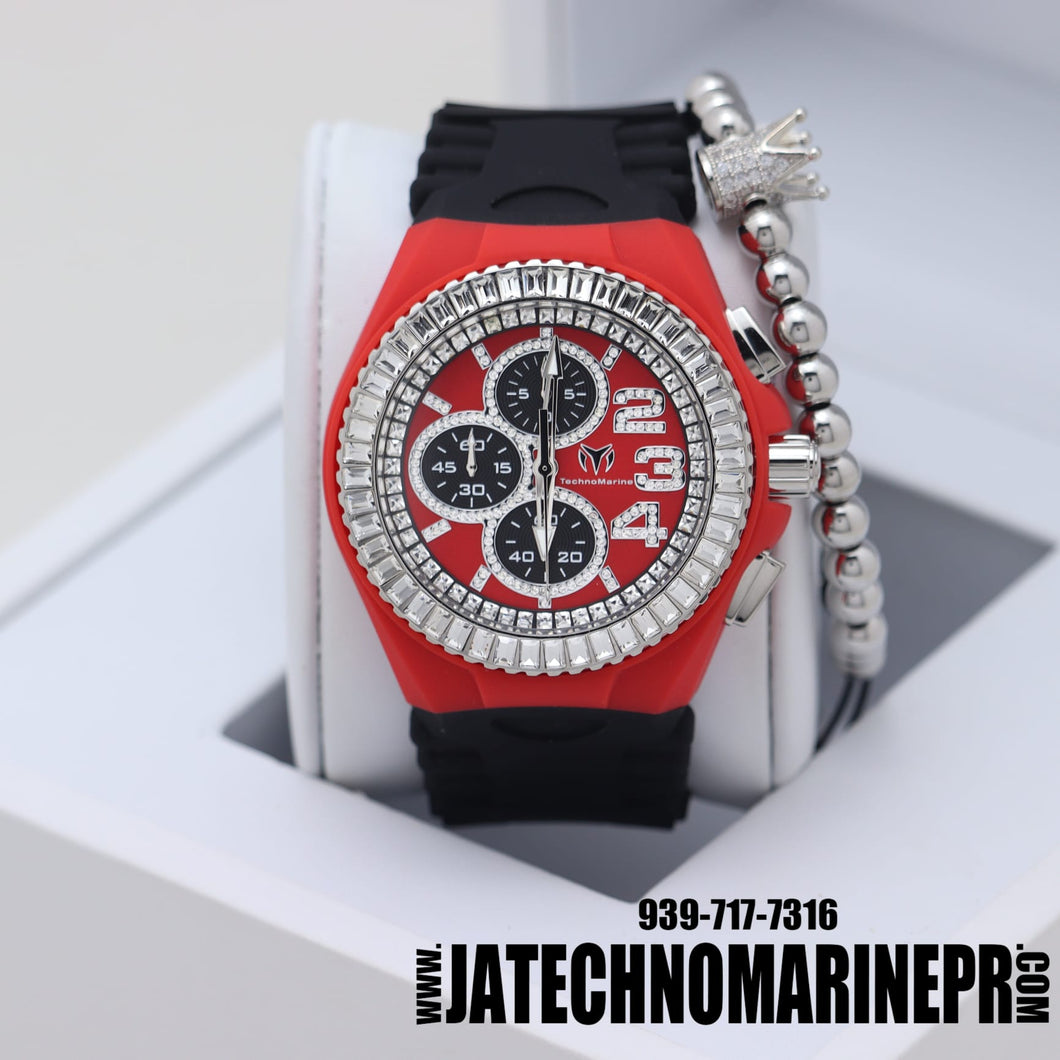 Technomarine Cruise Chronograph Quartz Crystal Red Dial Men's Watch 46 mm
