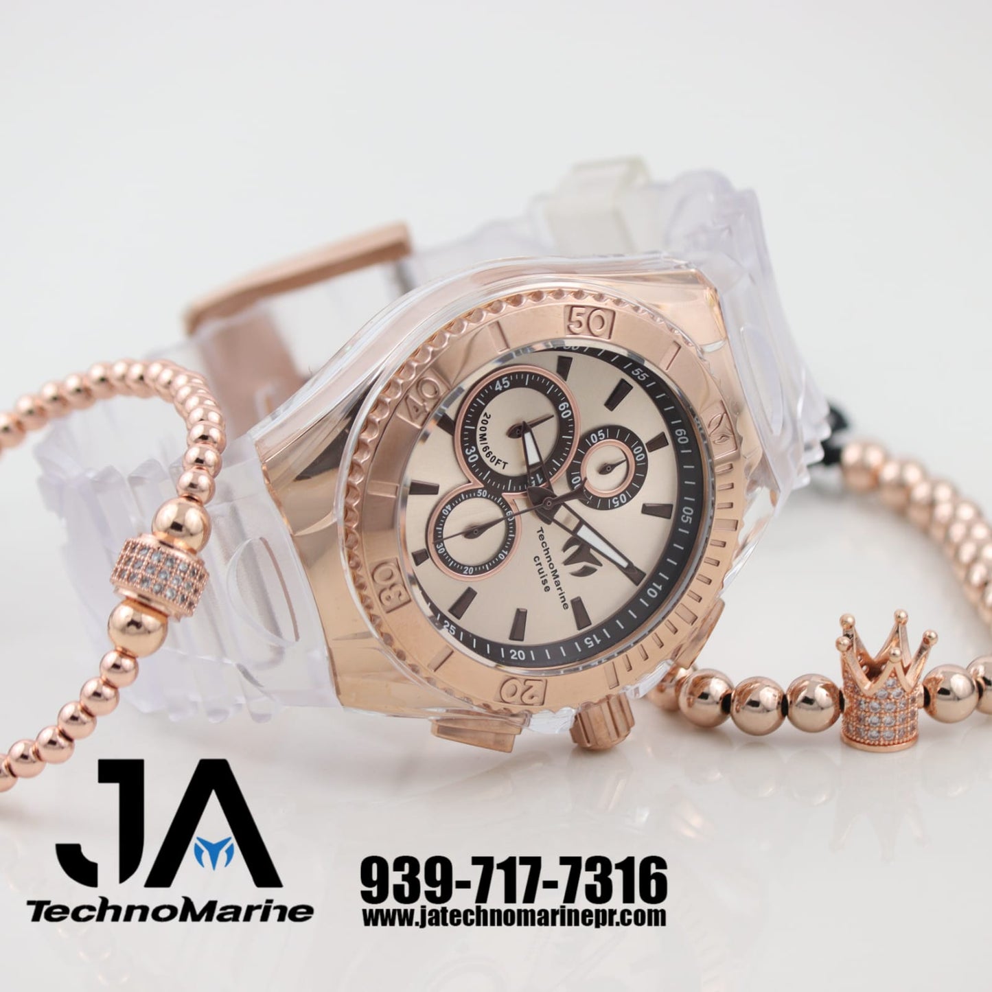 Technomarine Cruise Strap Clear Star 45mm Watch With Rose Gold Dial 