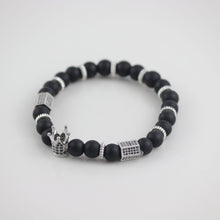 Load image into Gallery viewer, Silver and Black Adjustable Men&#39;s Bracelet

