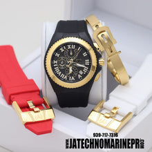 Cargar imagen en el visor de la galería, TECHNOMARINE Cruise Star Gold With Black Dial, Tres Correas , Negra ,Blanca ,Roja
