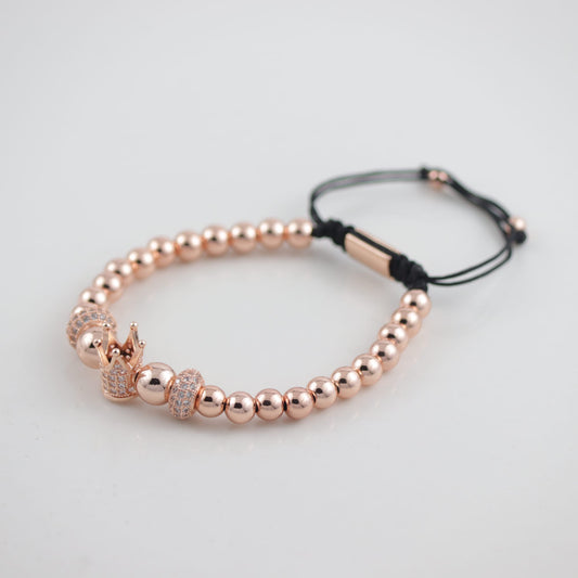 MEN'S ROSE GOLD ADJUSTABLE BRACELET WITH CROWN