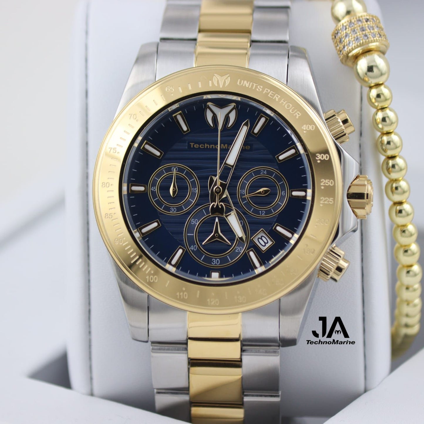 TechnoMarine Nuevo Modelo 42mm Dos Tonos, Fondo Blue Manta Ray Con Cristal De Zafiro