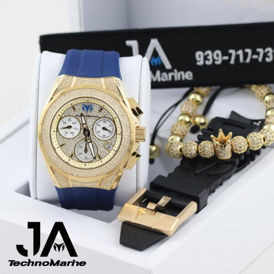 Technomarine (Pave) Cruise Collection Maquina Suiza  Color Oro Dos Correas