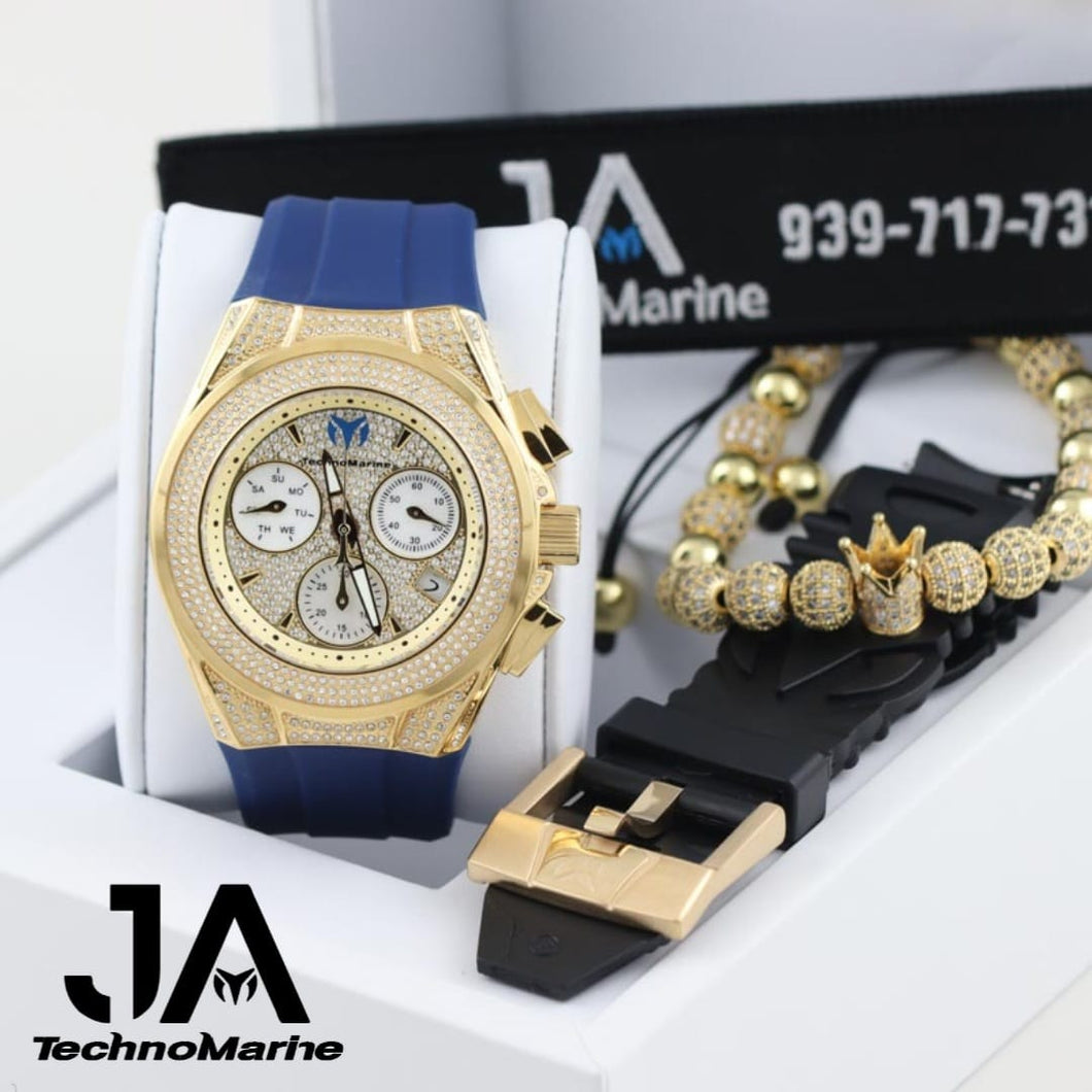 TECHNOMARINE (Pave) Cruise Collection Maquina Suiza  Color Oro Dos Correas
