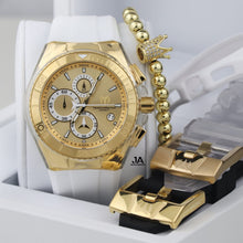 Load image into Gallery viewer, Technomarine Men&#39;s 46 mm Cruise Star Qtz Chrono Gold And Gold Dial Men&#39;s Watch Three Straps 
