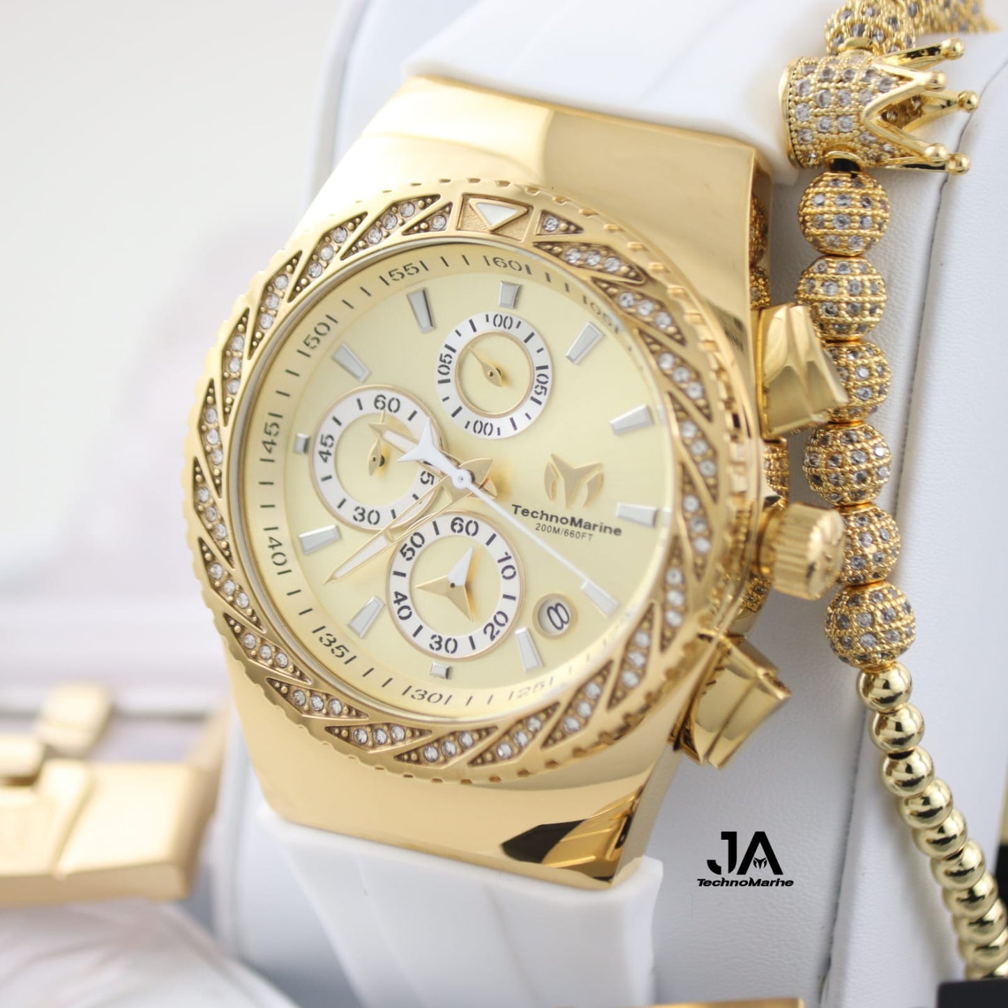 Technomarine Gold and Gold Diamond Three Straps