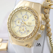 Cargar imagen en el visor de la galería, Technomarine Gold and Gold Diamond Tres Correas

