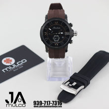 Cargar imagen en el visor de la galería, Mulco  Black Dial Brown Silicone Band Unisex Quartz Watch 45 mm
