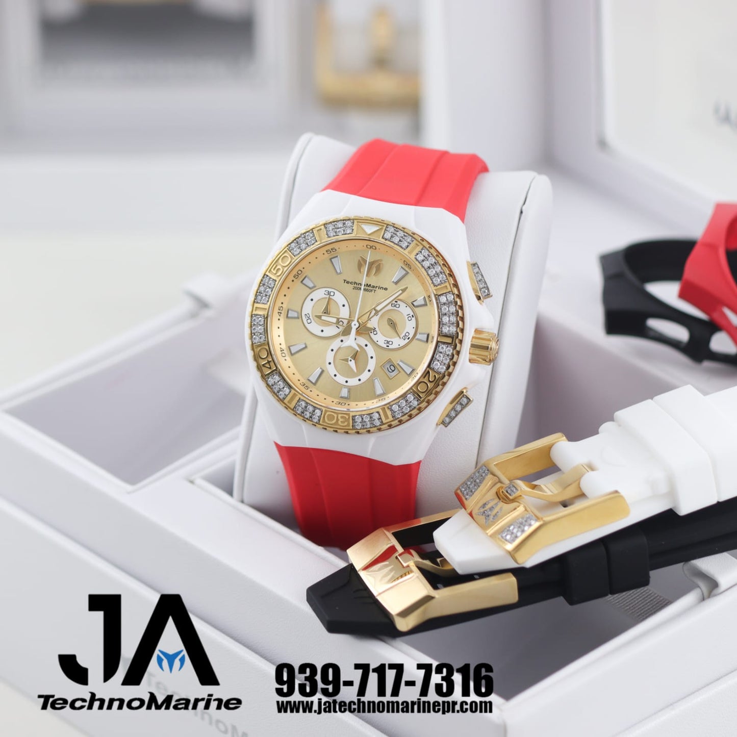 Technomarine Custom Cruise Star Gold & Gold 46mm Swiss Movt Sapphire Crystal Modelo 127 Gold